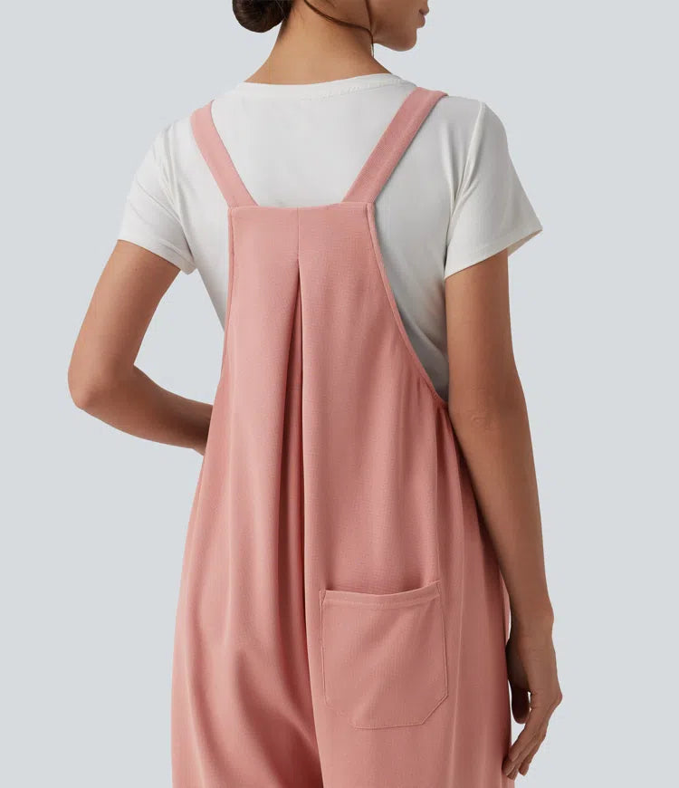 Adjustable Straps Waffle Casual Maternity Overalls with Pockets