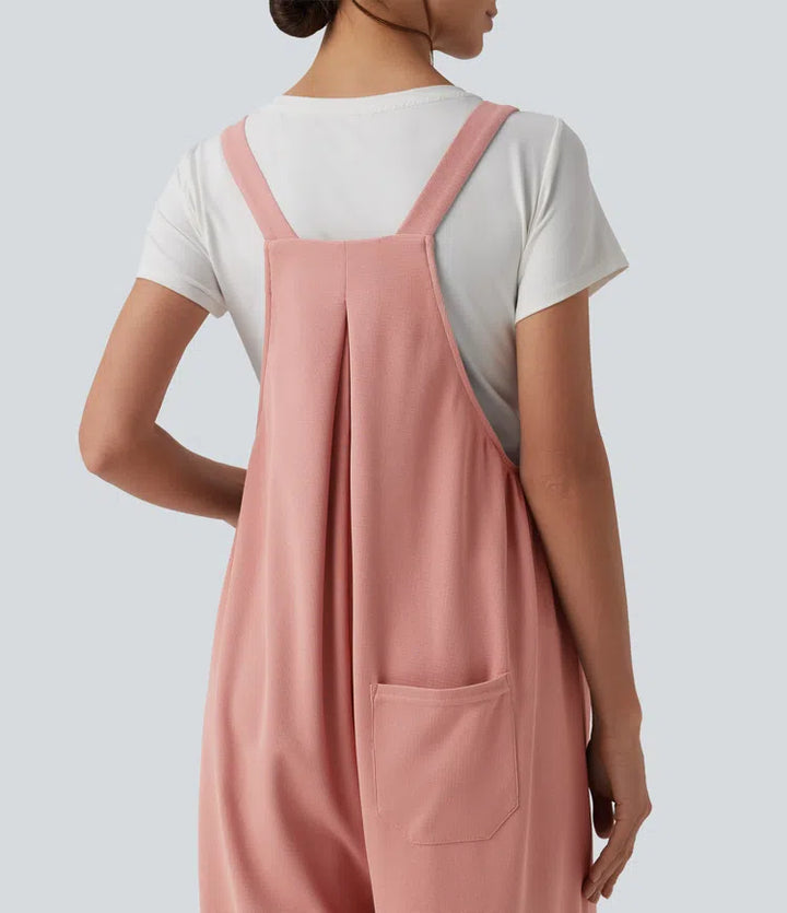 Adjustable Straps Waffle Casual Maternity Overalls with Pockets