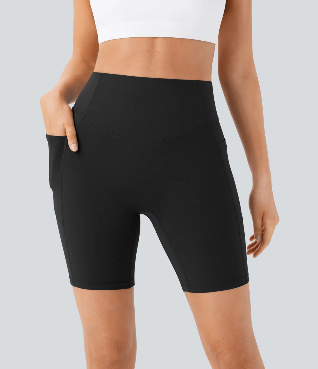 Halara UltraSculpt High Waisted Scrunch Butt Lifting Tummy Control Side Pocket Shaping Workout Biker Shorts 7&