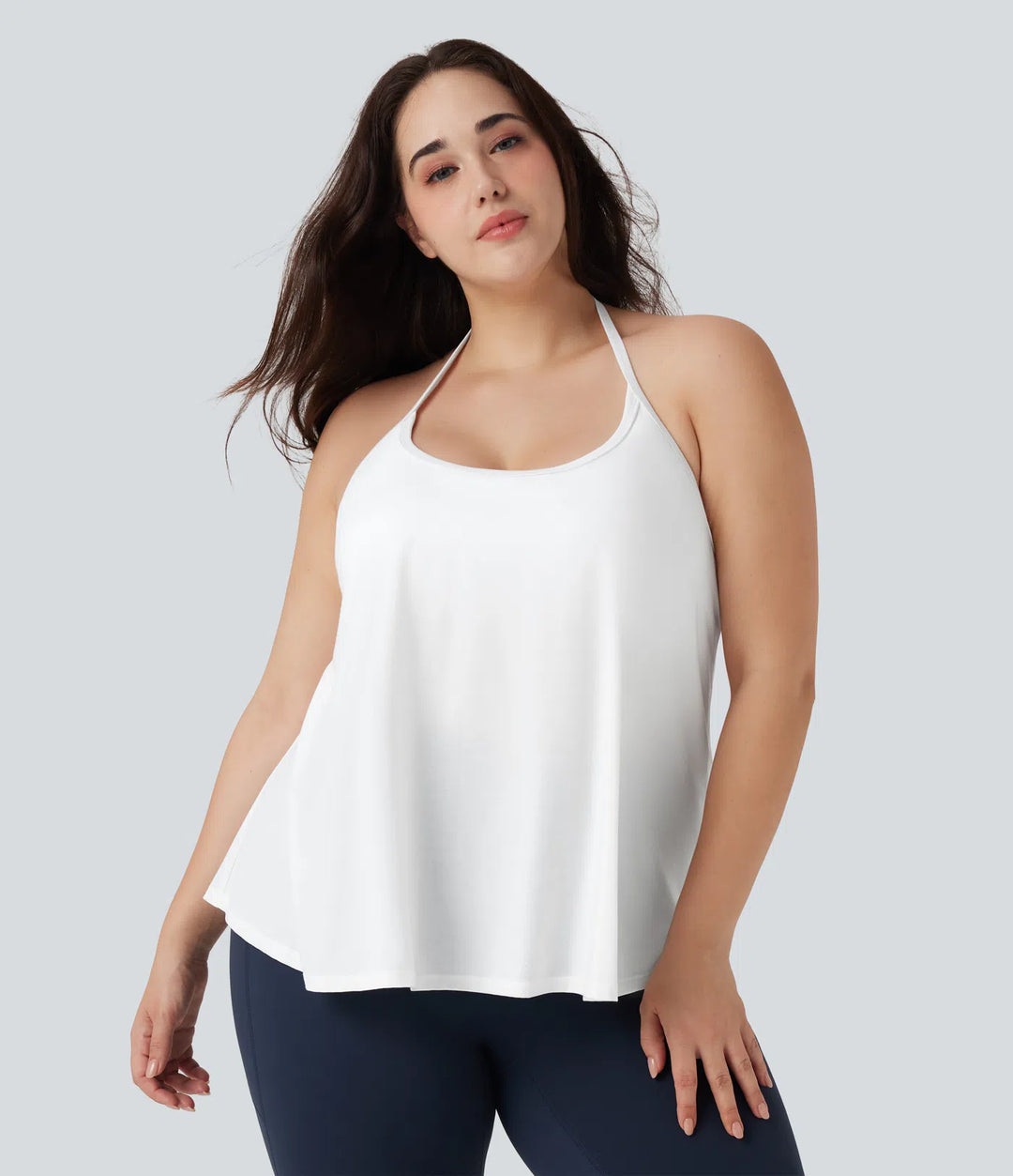 Plus Size SoftlyZero Airy Halter Draped InstantCool Yoga Sports Top