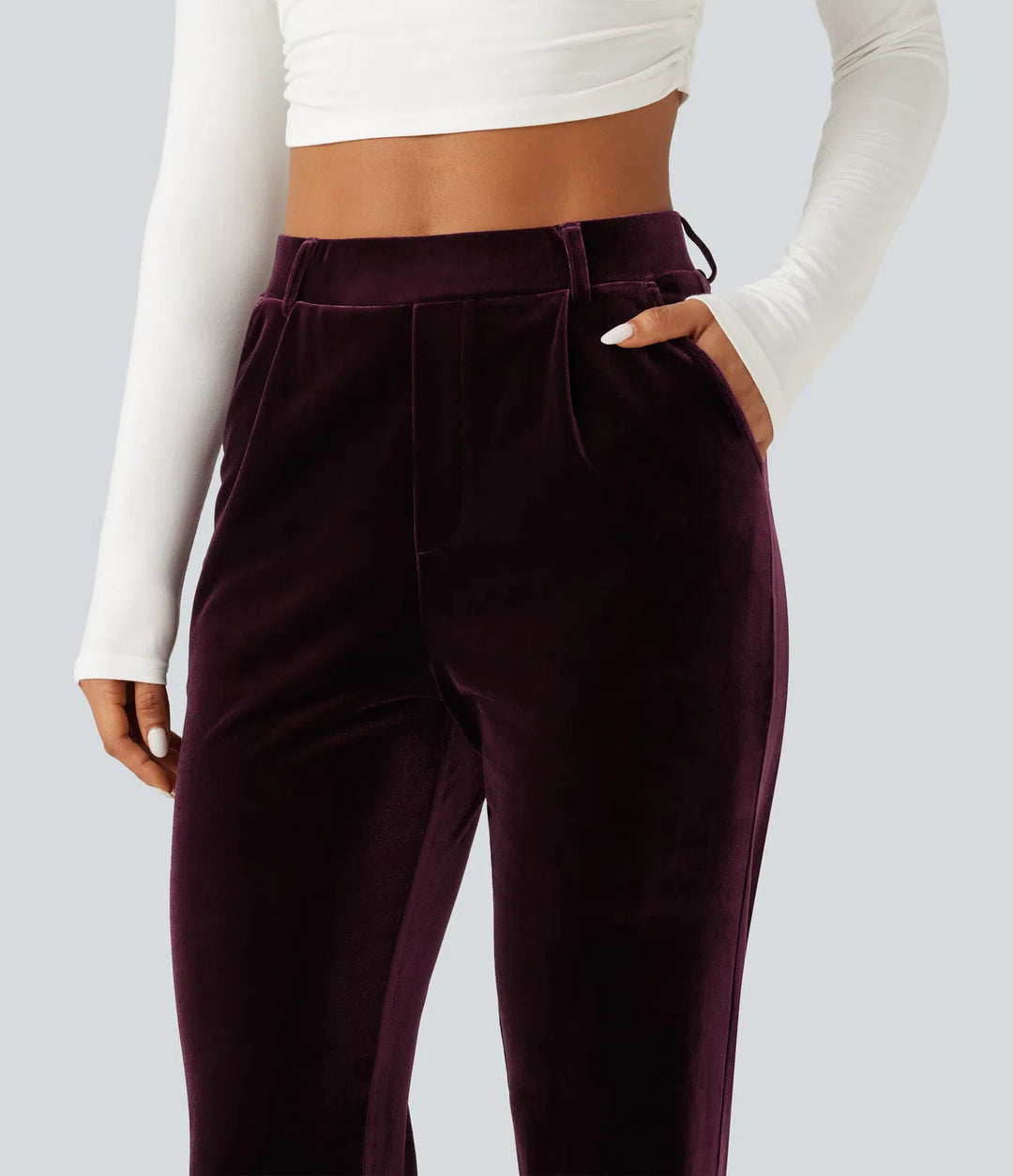 Halara Flex High Waisted Velvet Work Pants with Pockets