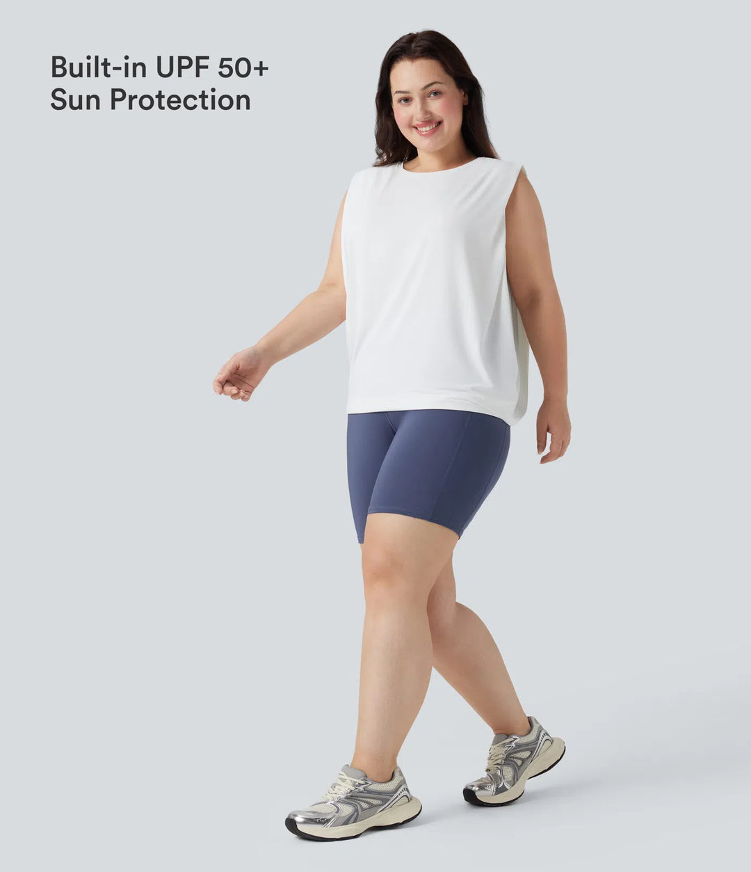 Plus Size Round Neck Cool Touch Yoga Tank Top-UPF50+