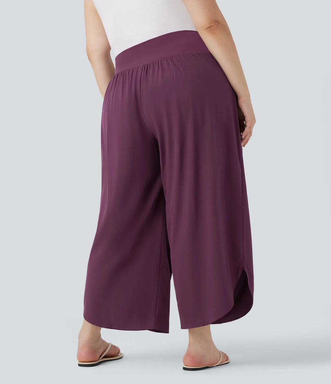 Plus Size Breezeful High Waisted Tummy Control Hem Quick Dry Pants with Pockets