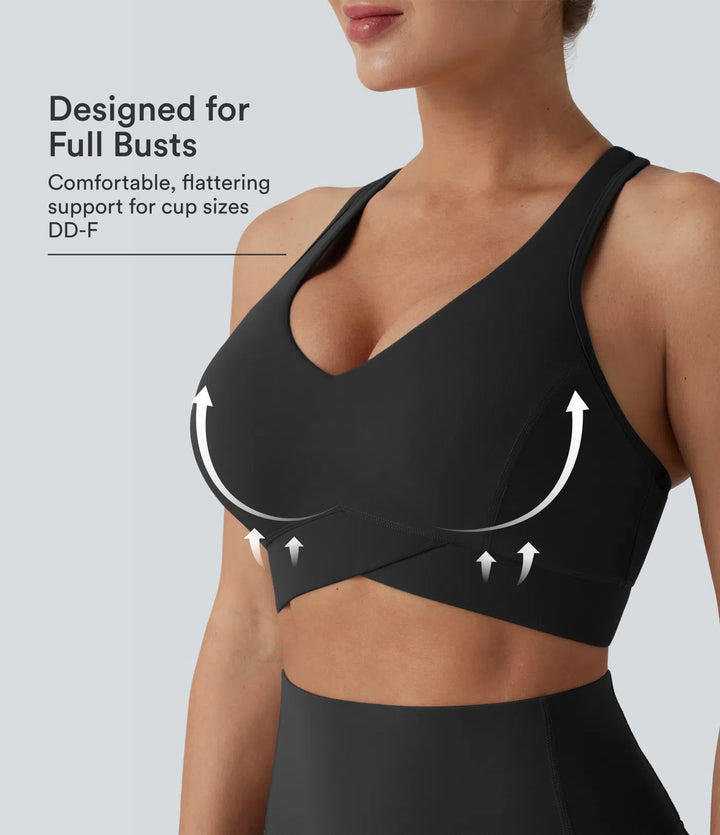 Halara UltraSculpt Light Support V Neck Racerback Running Sports Bra DD-F Cups