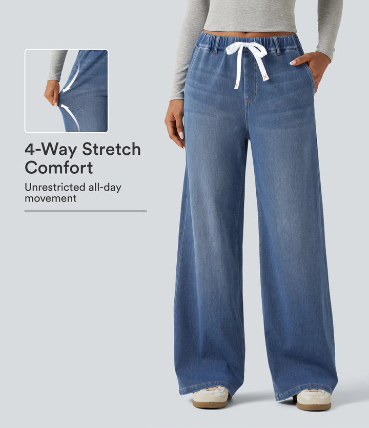 Halara Flex Mid Rise Wide Leg Casual Jeans with Pockets