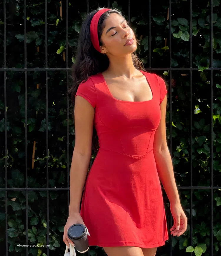 SoftlyZero Plush Square Neck Corset 2-in-1 Mini Casual Dress with Pockets