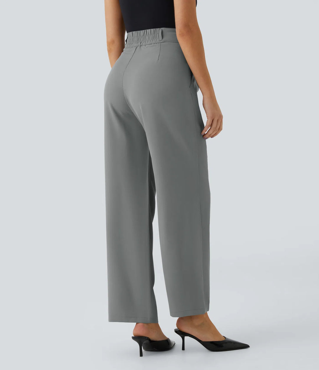 Halara Flex High Waisted Zipper Pocket Shirred Straight Leg Work Pants