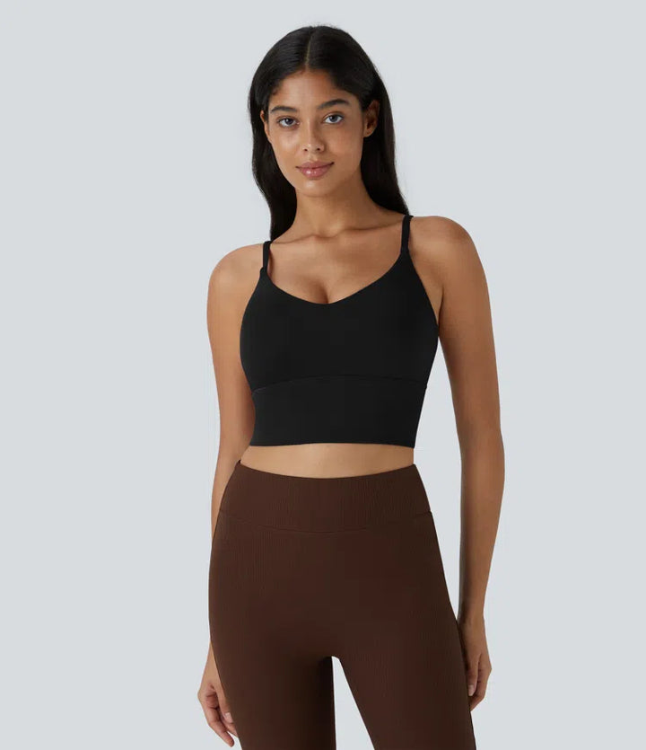 SoftlyZero Low Support V Neck Yoga Sports Bra-A-D Cups