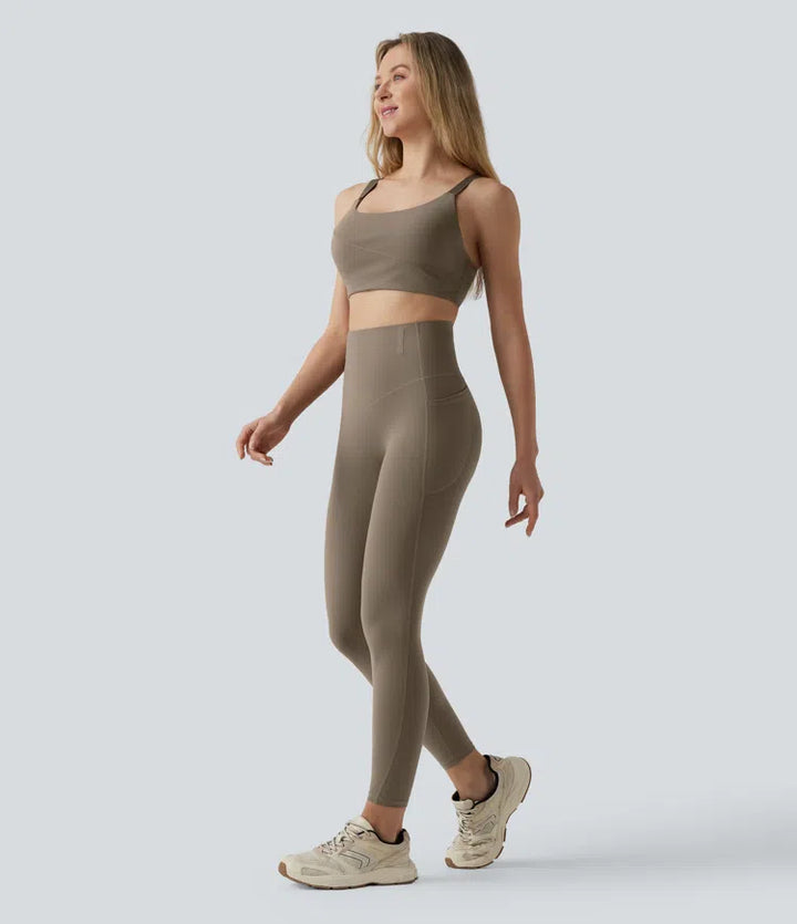Halara UltraSculpt High Waisted Anti-Roll Tummy Control Shaping Workout Leggings with Pockets