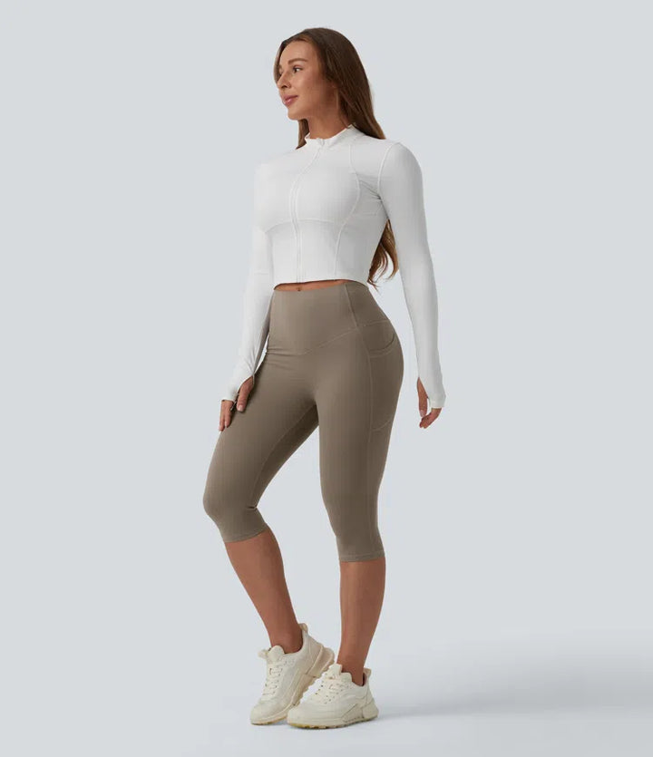 Halara UltraSculpt High Waisted Butt Lifting Tummy Control Pedal Pushers Shaping Training Leggings with Pockets