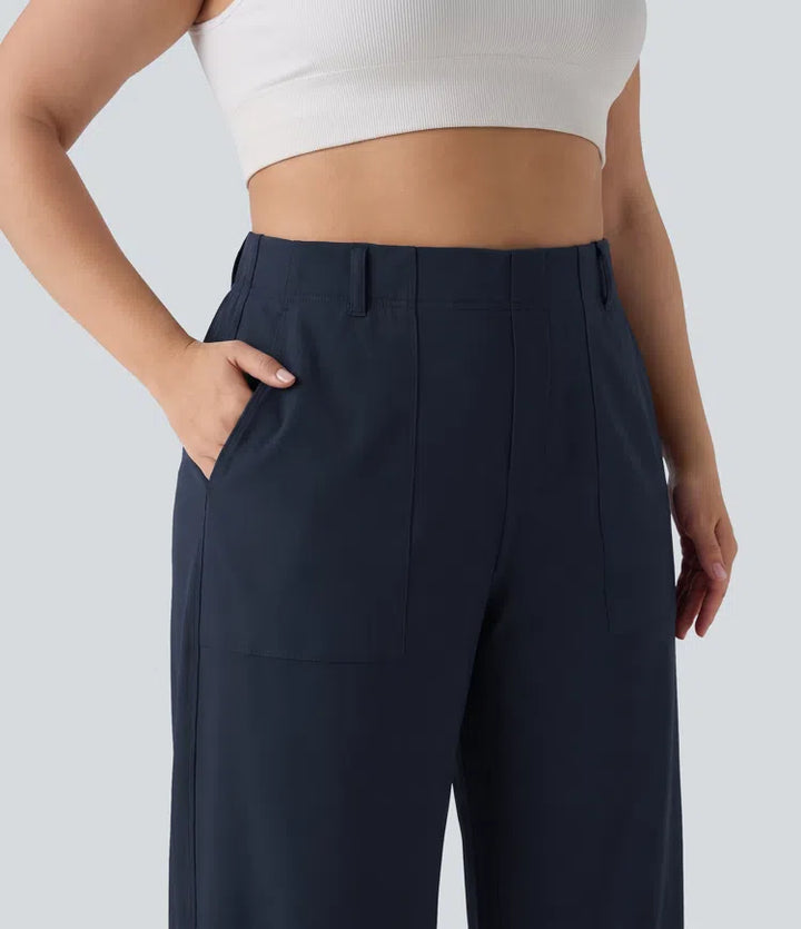 Plus Size DayStretch High Waisted Barrel Leg Casual Pants with Pockets