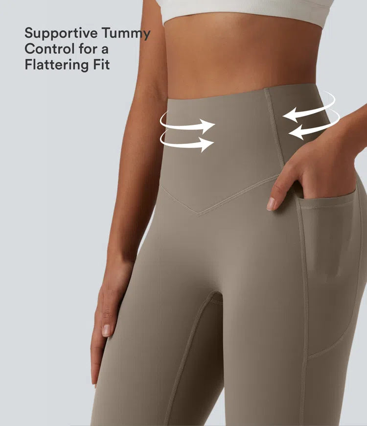 Halara UltraSculpt High Waisted Tummy Control Flare Yoga Leggings with Pockets