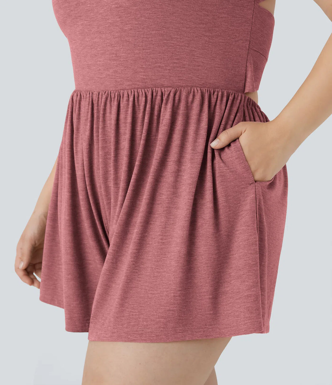 2-in-1 Plus Size Romper with Pockets-Easy Peezy Edition