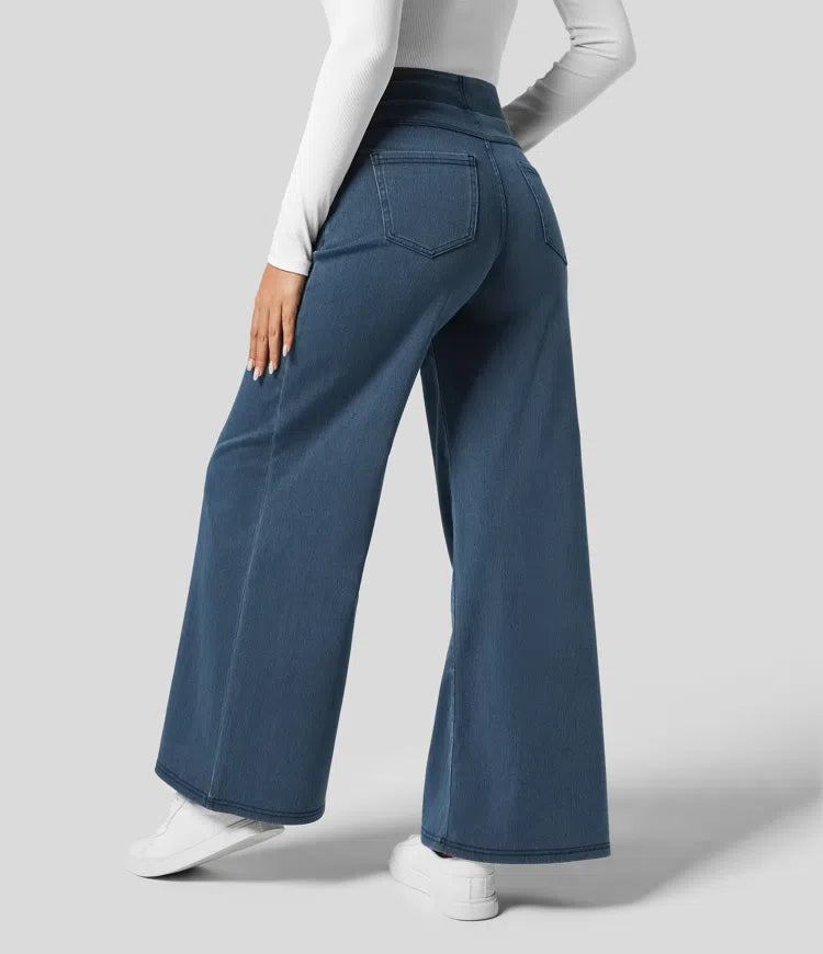 Halara Flex High Waisted Pockets Wide Leg Loose Work Jeans