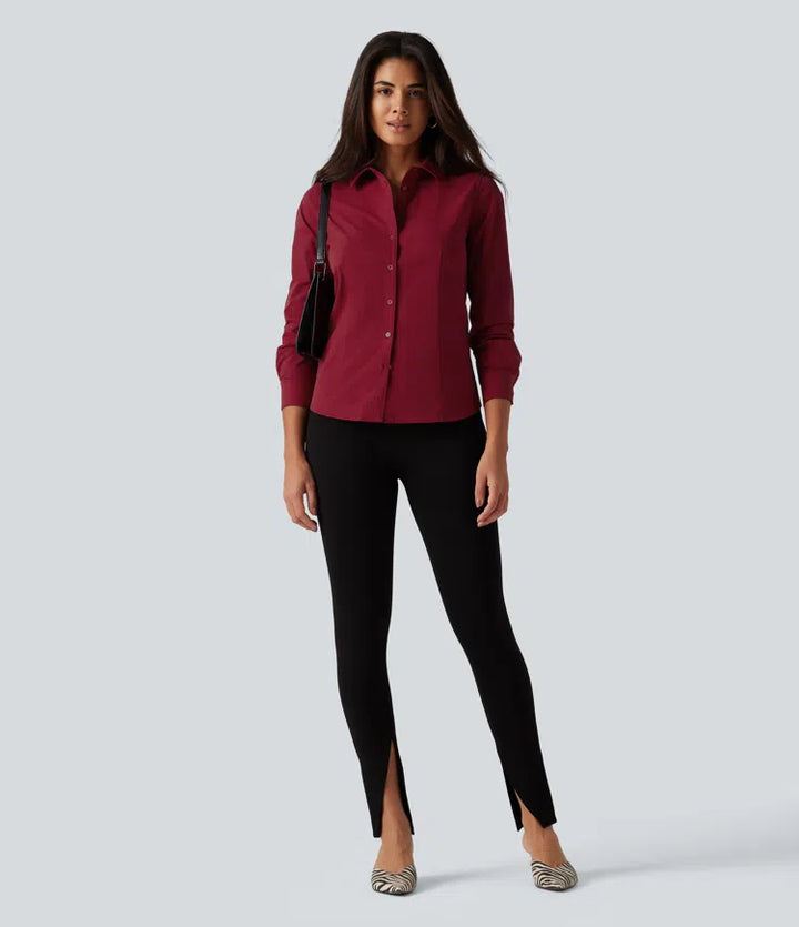 Long Sleeve Curved Hem Work Shirt
