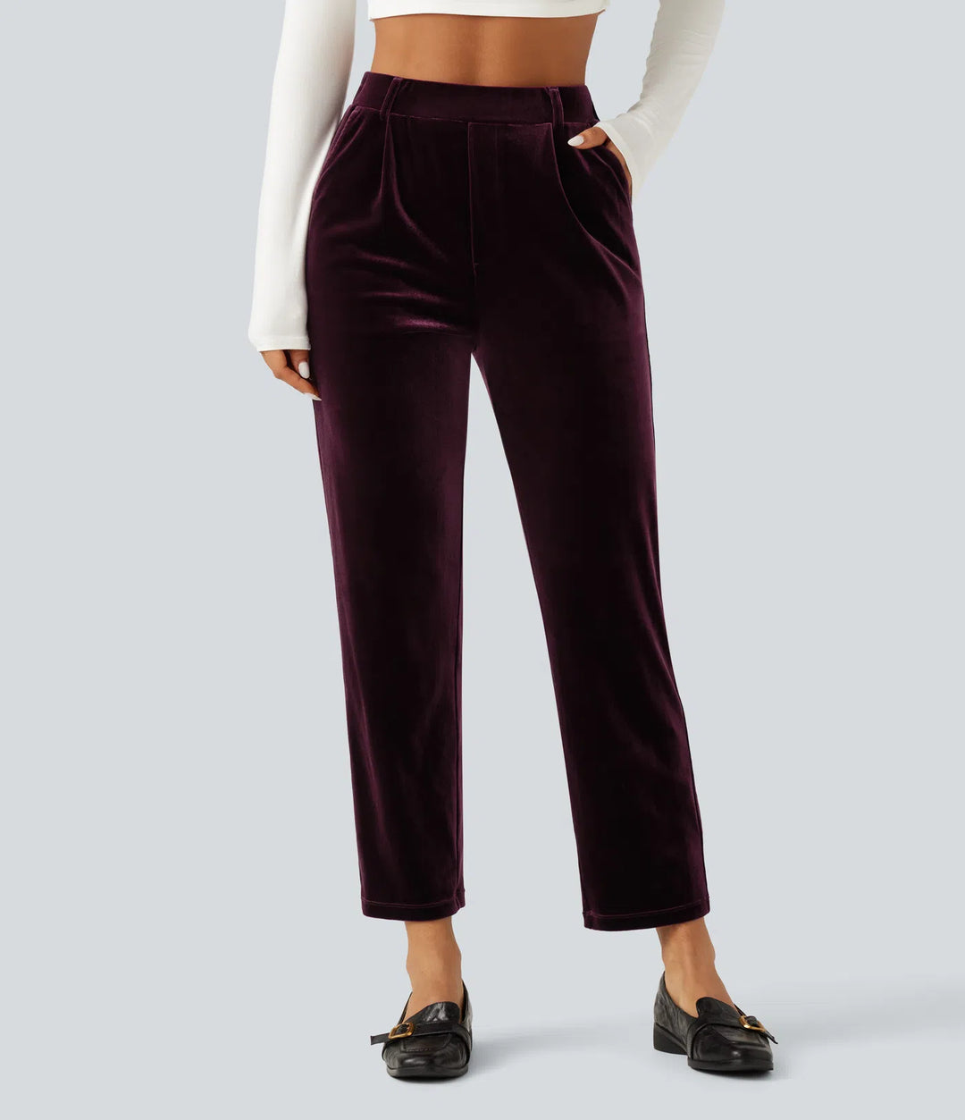 Halara Flex High Waisted Velvet Work Pants with Pockets
