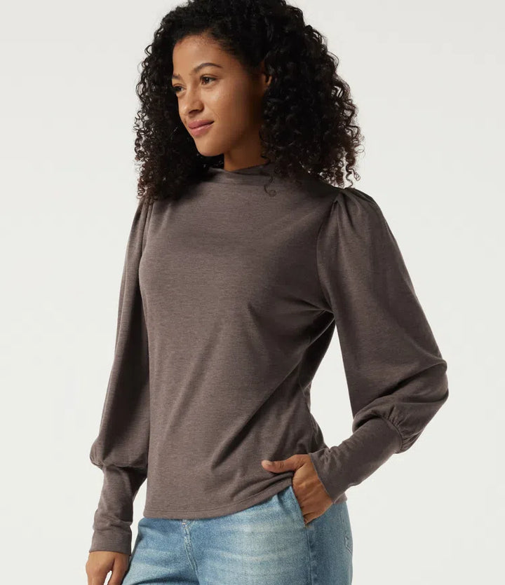 Mock Neck Long Sleeve Relaxed Casual Top