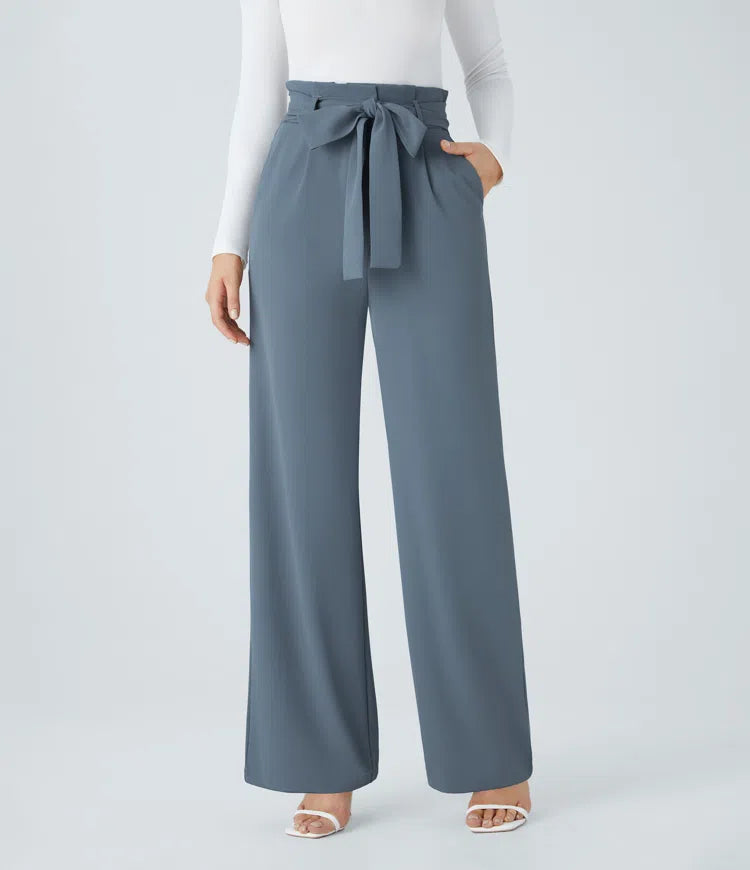 Halara Flex Paper Bag High Waisted Belted Pocket Wide Leg Work Pants