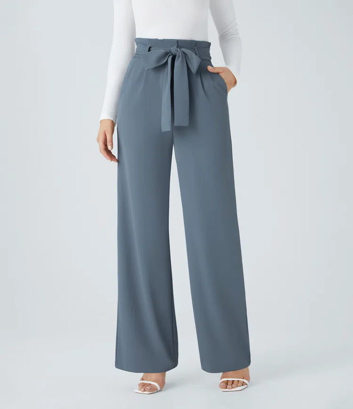 Halara Flex Paper Bag High Waisted Belted Pocket Wide Leg Work Pants