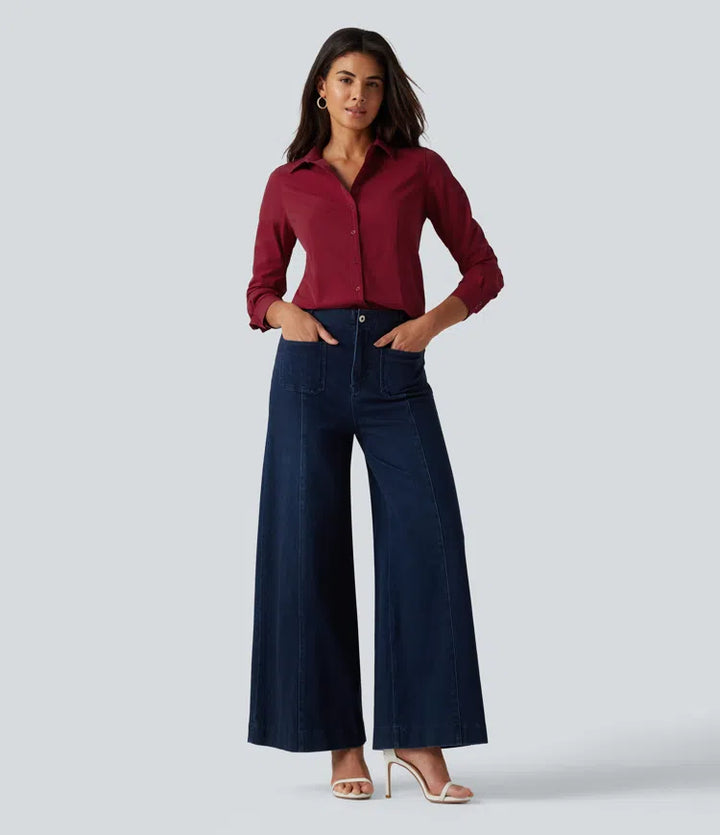 Long Sleeve Curved Hem Work Shirt