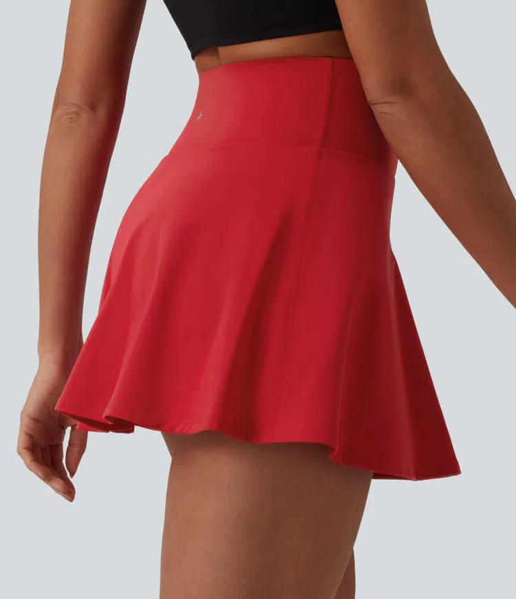 SoftlyZero Airy High Waisted Tummy Control 2-in-1 InstantCool Mini Tennis Skirt with Pockets