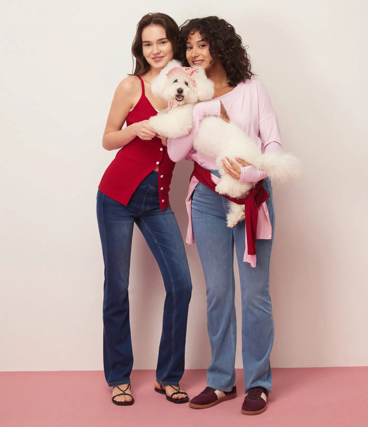 Halara Flex High Waisted Pockets Washed Casual Bootcut Jeans