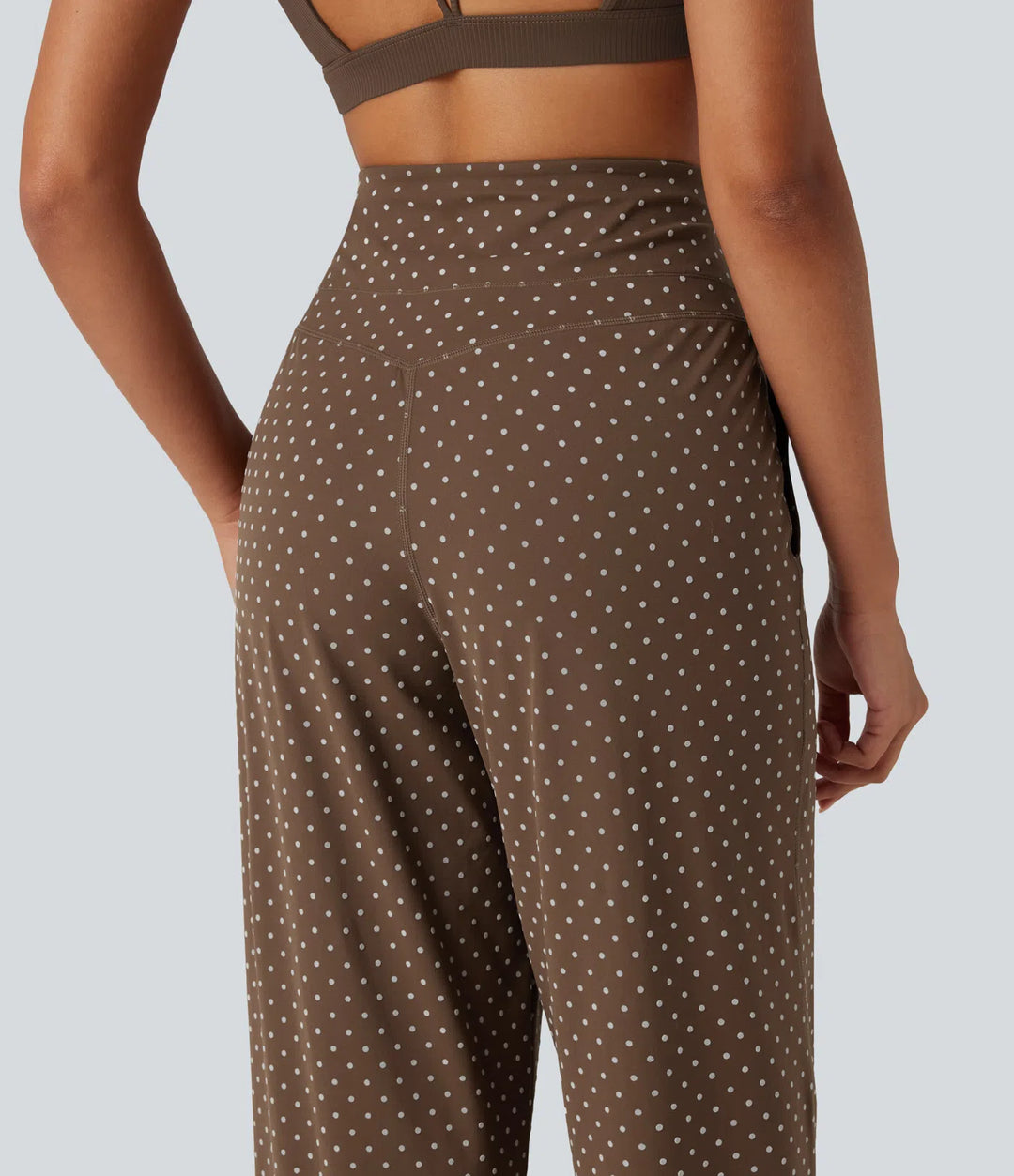 Halara UltraSculpt Flocked High Waisted Tummy Control Straight Leg Polka Dot Yoga Pants with Pockets