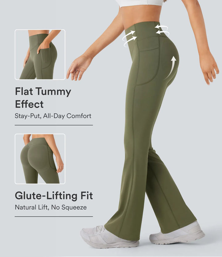 Halara UltraSculpt High Waisted Scrunch Butt Lifting Tummy Control Pocket Shaping Yoga Bootcut Leggings