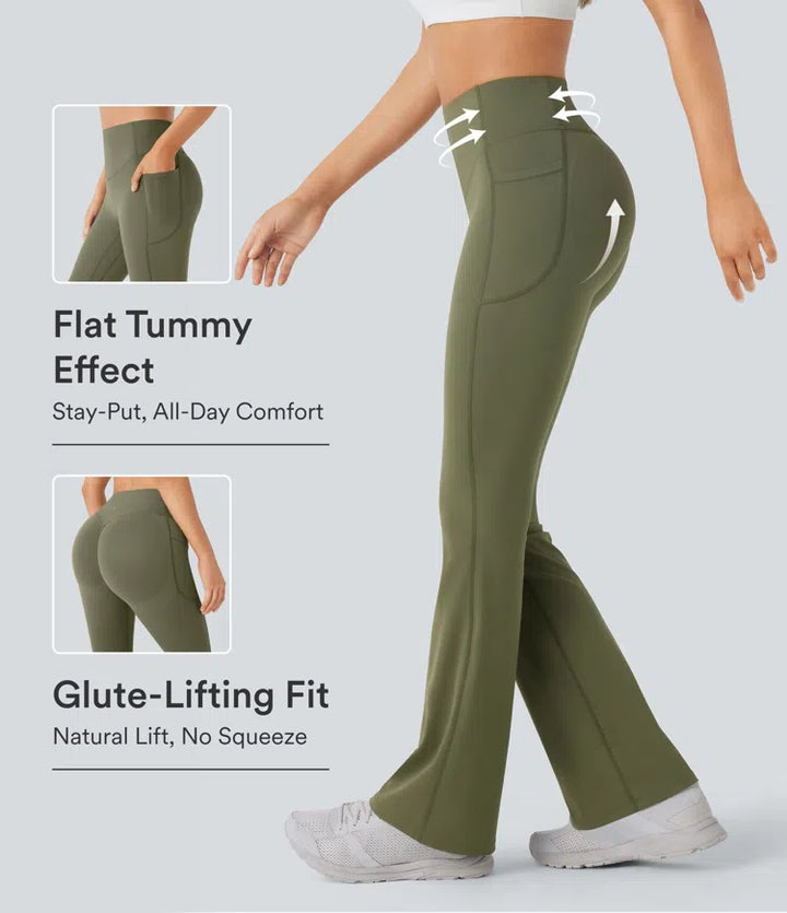 Halara UltraSculpt High Waisted Scrunch Butt Lifting Tummy Control Pocket Shaping Yoga Bootcut Leggings