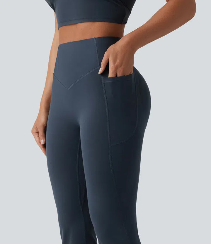 Halara UltraSculpt High Waisted Scrunch Butt Lifting Tummy Control Shaping Yoga Flare Leggings with Pockets
