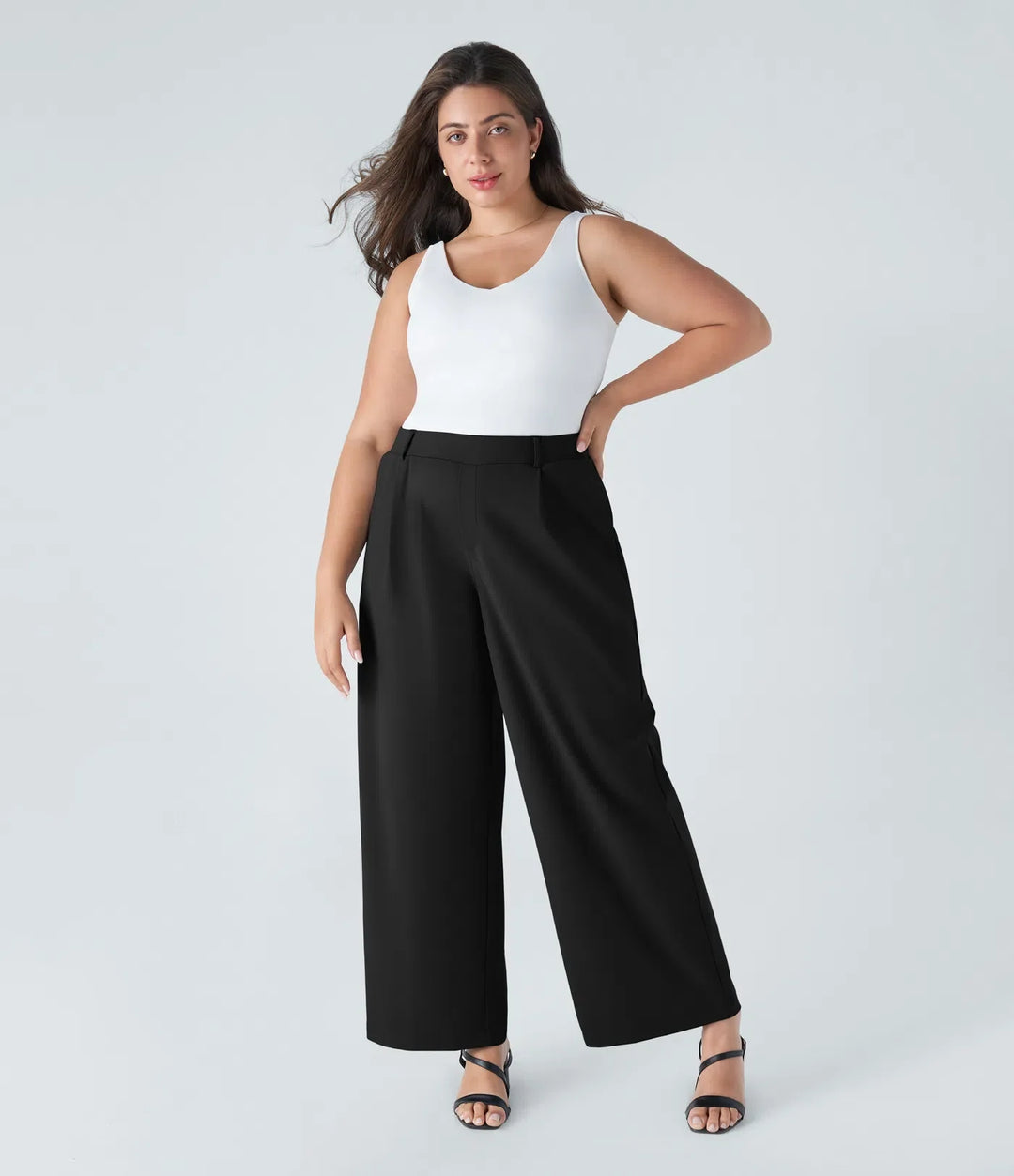 Marlenna Flex DayStretch High Waisted Pocket Straight Leg Work Plus Size Pants