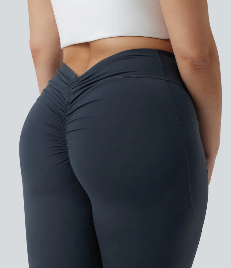 Plus Size Halara UltraSculpt High Waisted Tummy Control Butt Lifting Ruched Yoga Leggings with Pockets