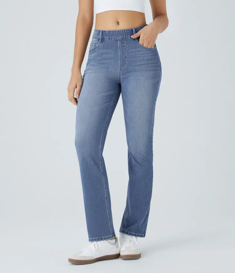 Halara Flex High Waisted Pockets Washed Casual Bootcut Jeans