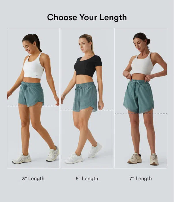 Mid Rise Drawstring Contrast Mesh 2-in-1 Flowy Running Shorts 5&