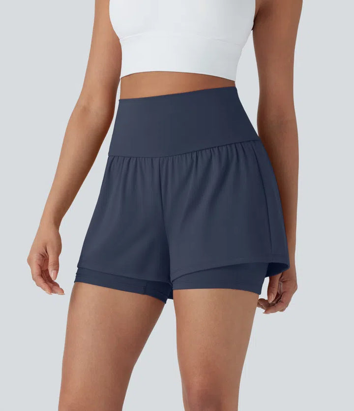 SoftlyZero Airy Super High Waisted 2-in-1 InstantCool Yoga Shorts 5&