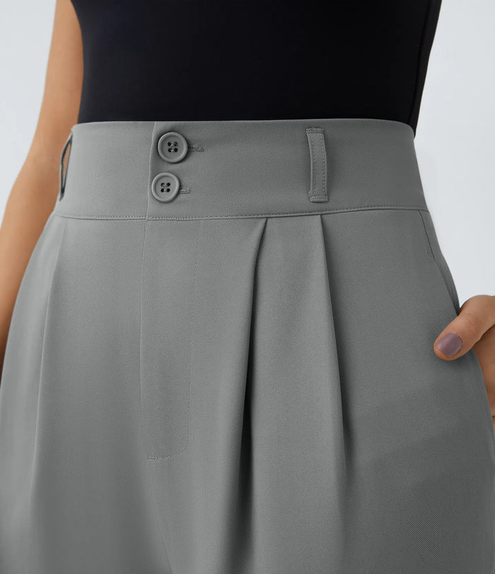 Halara Flex High Waisted Zipper Pocket Shirred Straight Leg Work Pants