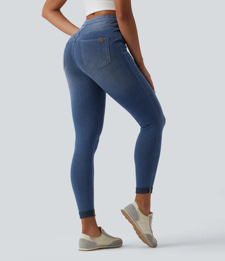 Halara Flex High Waisted Tummy Control Denim Casual Leggings with Pockets