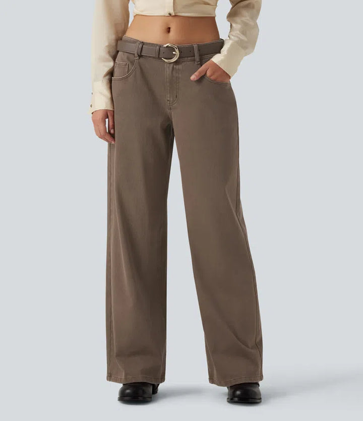 Halara Flex Low Rise Wide Leg Casual Jeans with Pockets