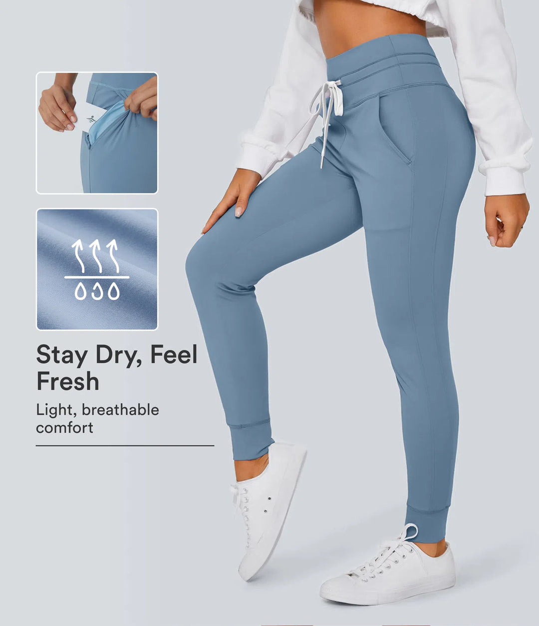 SoftlyZero Plush High Waisted Drawstring Pocket Plain Full Length Joggers