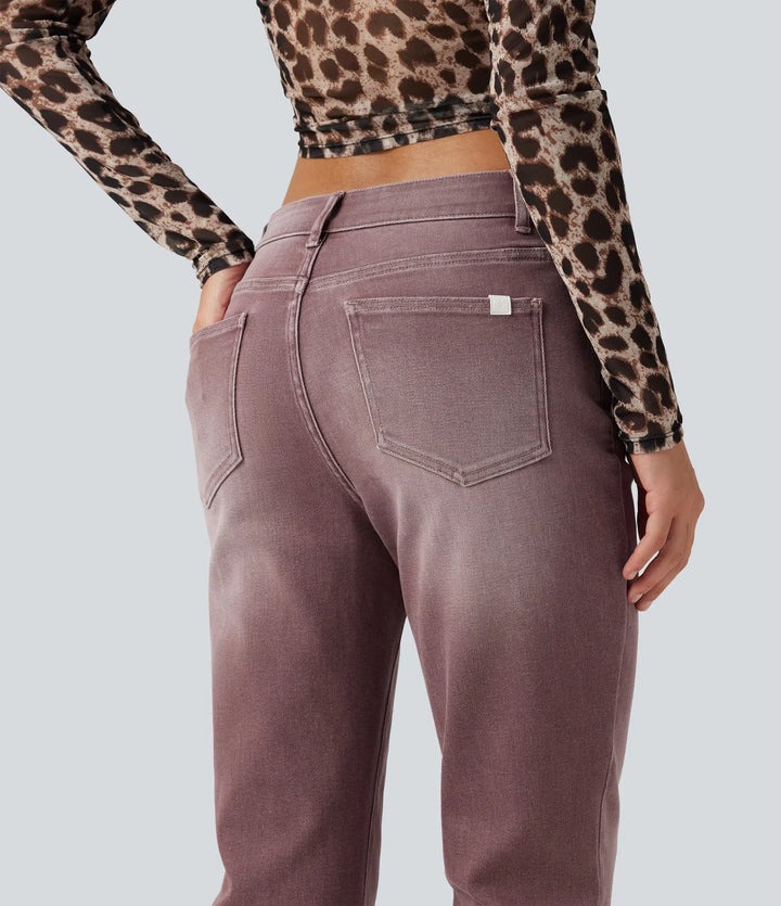 Low Rise Bootcut Colorful Casual Jeans with Pockets