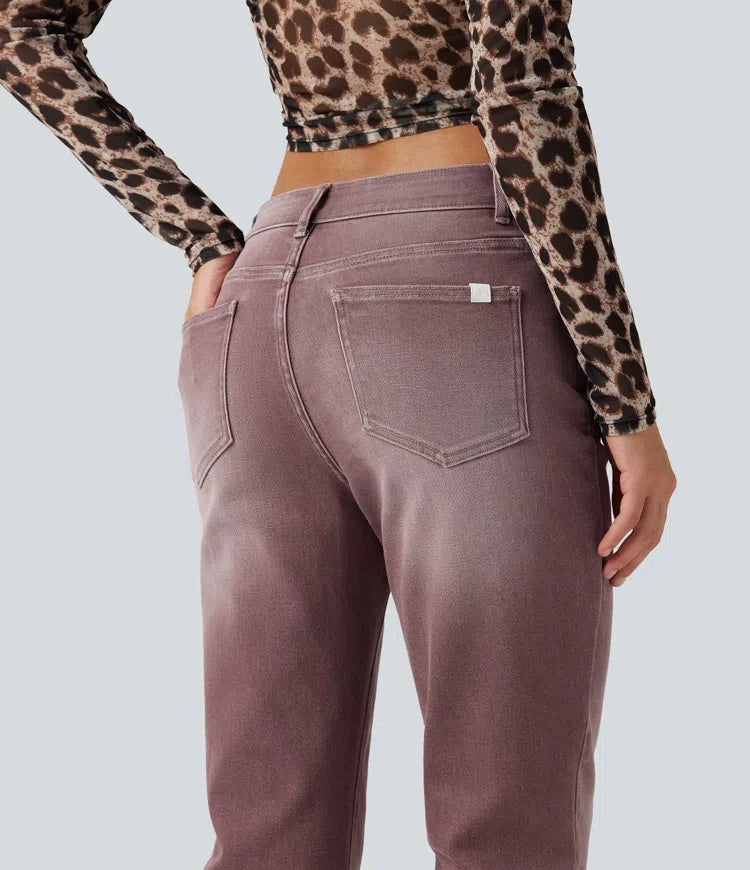 Low Rise Bootcut Colorful Casual Jeans with Pockets