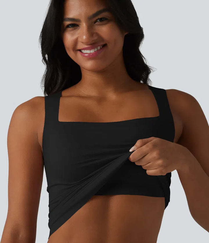 Square Neck Built-in Bra Casual Tank Top B-E Cups