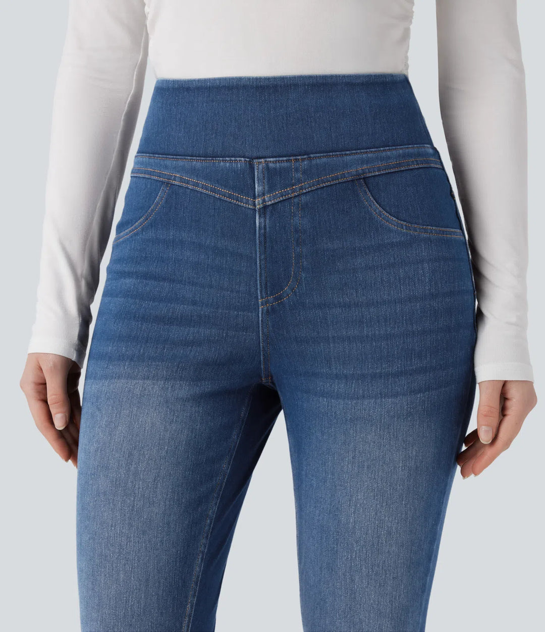 Halara Flex High Waisted Denim Casual Skinny 7/8 Leggings with Pockets