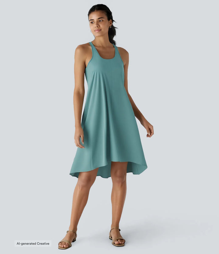Breezeful RacerPocket High Low Flowy Midi Quick Dry Casual Dress