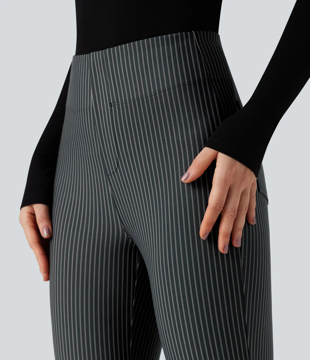 Halara Flex High Waisted Striped Work Flare Pants with Pockets