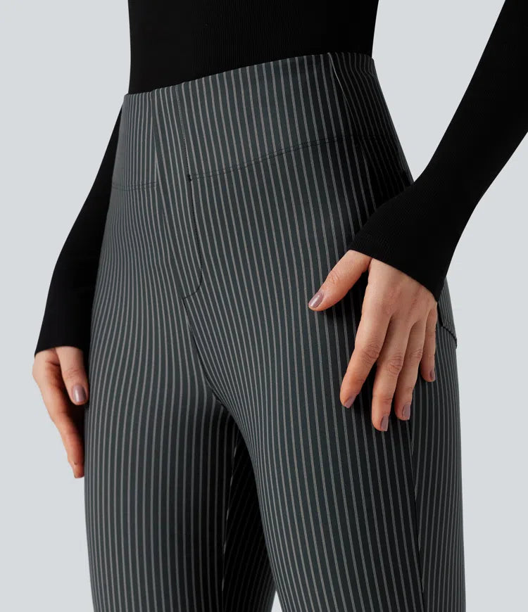 Halara Flex High Waisted Striped Work Flare Pants with Pockets
