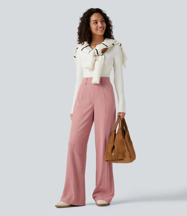 Halara Flex High Waisted Straight Leg Waffle Work Pants with Pockets
