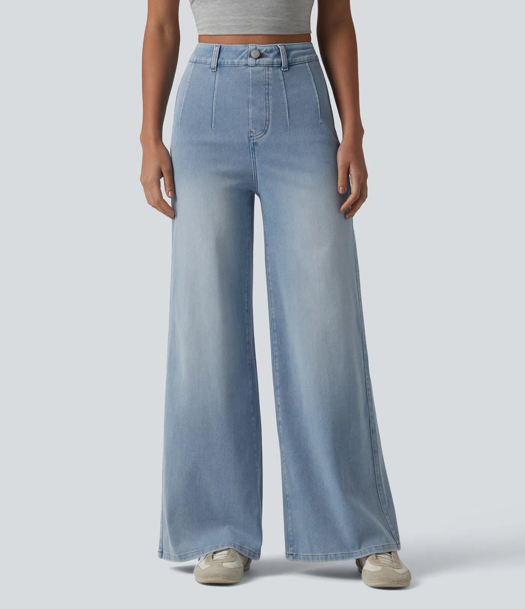 Halara Flex High Waisted Tummy Control Wide Leg Casual Jeans with Pockets