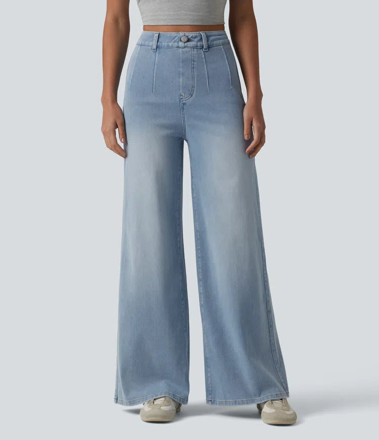 Halara Flex High Waisted Tummy Control Wide Leg Casual Jeans with Pockets