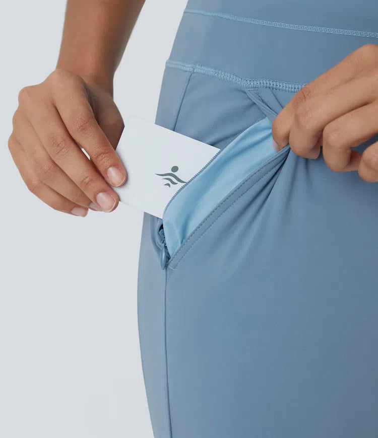 SoftlyZero Plush High Waisted Drawstring Pocket Plain Full Length Joggers
